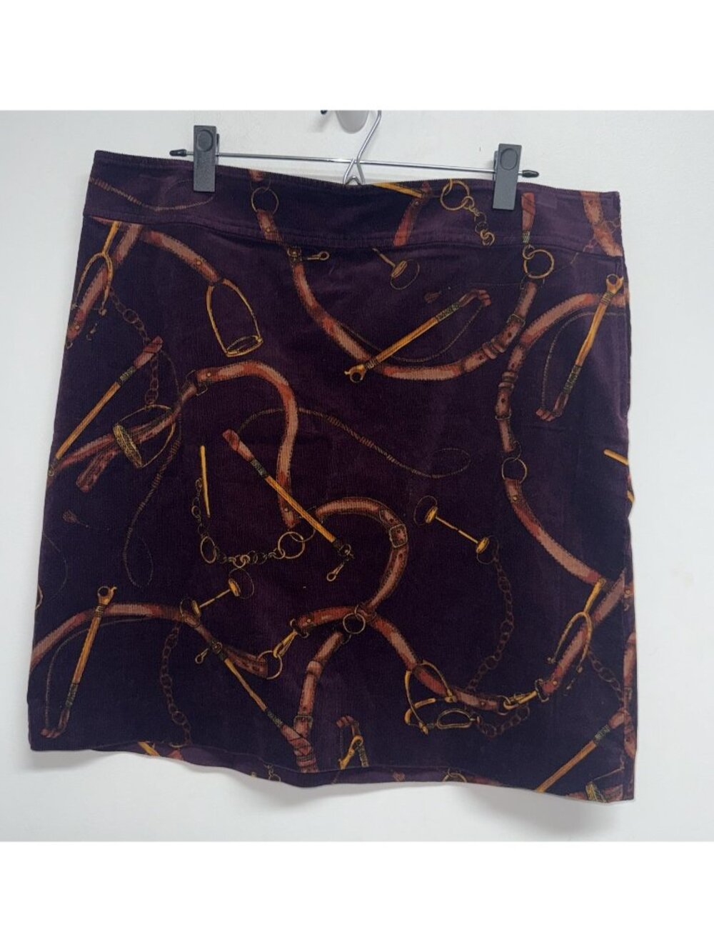 Talbots Corduroy Skirt 16 Plum Purple Equestrian Horse Bit Old Money Y2K Preppy